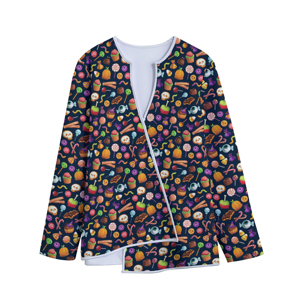 Halloween Candy Pattern Print Long Sleeve Short Coat