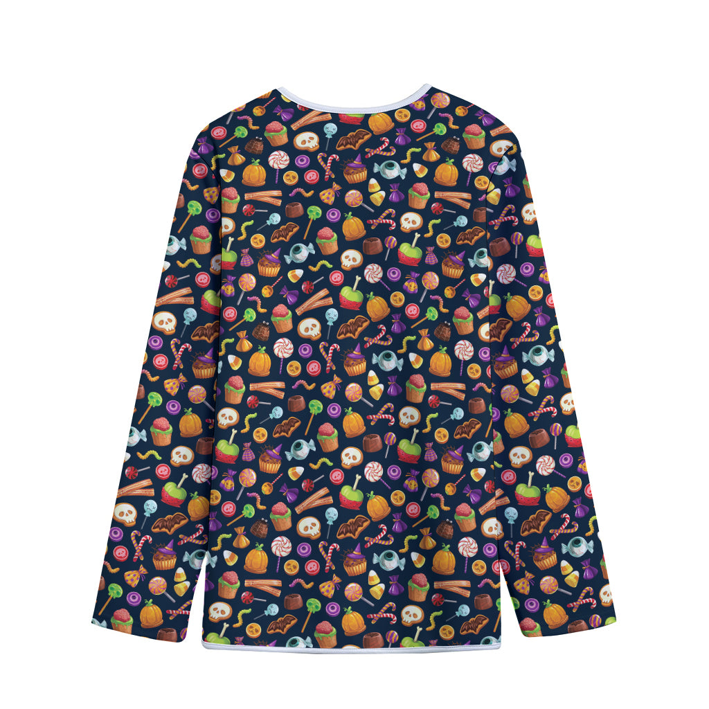 Halloween Candy Pattern Print Long Sleeve Short Coat