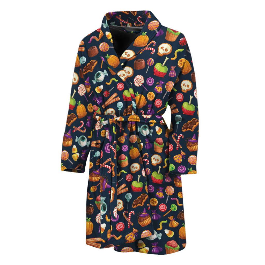 Halloween Candy Pattern Print Men's Bathrobe