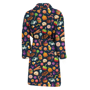 Halloween Candy Pattern Print Men's Bathrobe