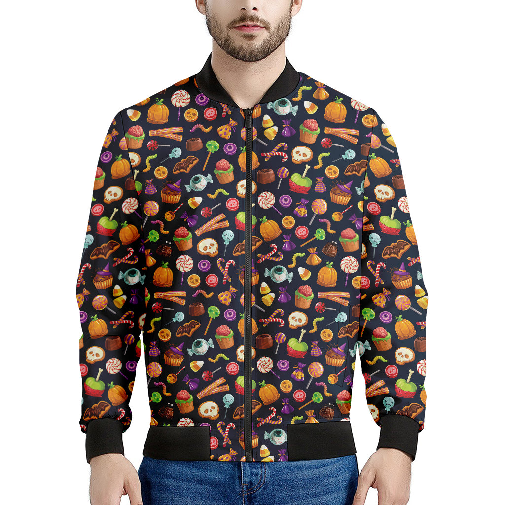 Halloween Candy Pattern Print Men's Bomber Jacket