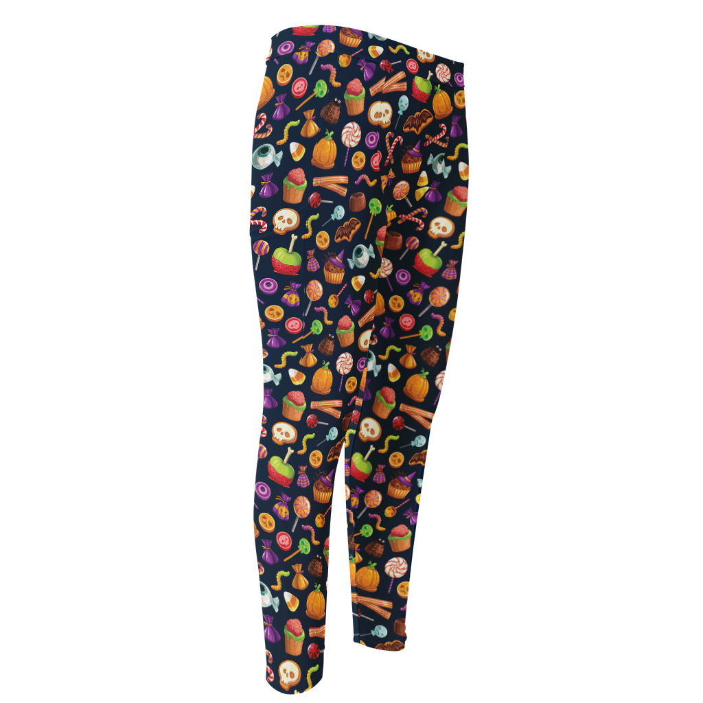 Halloween Candy Pattern Print Men's Compression Pants