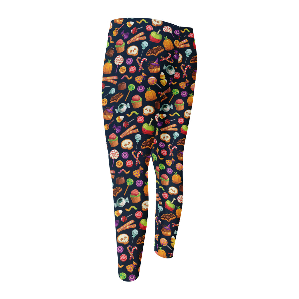 Halloween Candy Pattern Print Men's Compression Pants