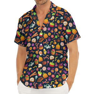 Halloween Candy Pattern Print Men's Deep V-Neck Shirt