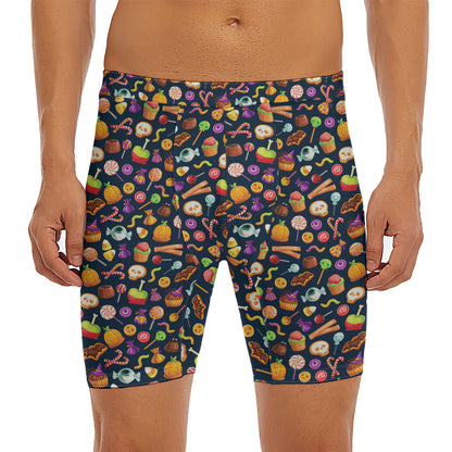 Halloween Candy Pattern Print Men's Long Boxer Briefs