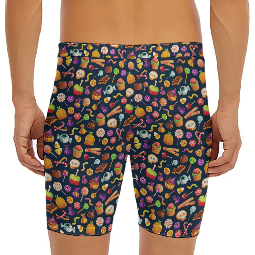 Halloween Candy Pattern Print Men's Long Boxer Briefs