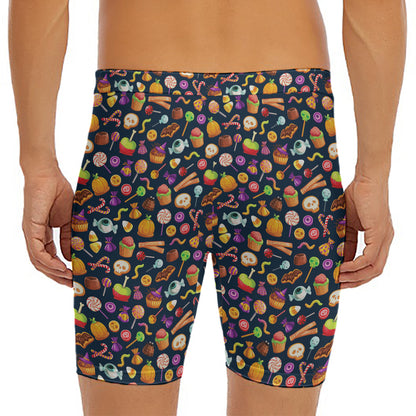 Halloween Candy Pattern Print Men's Long Boxer Briefs