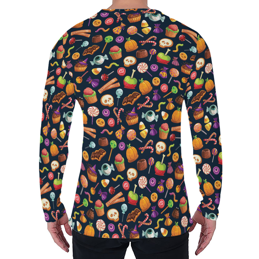 Halloween Candy Pattern Print Men's Long Sleeve T-Shirt