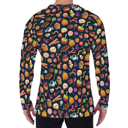 Halloween Candy Pattern Print Men's Long Sleeve T-Shirt