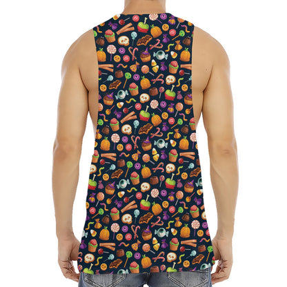 Halloween Candy Pattern Print Men's Muscle Tank Top