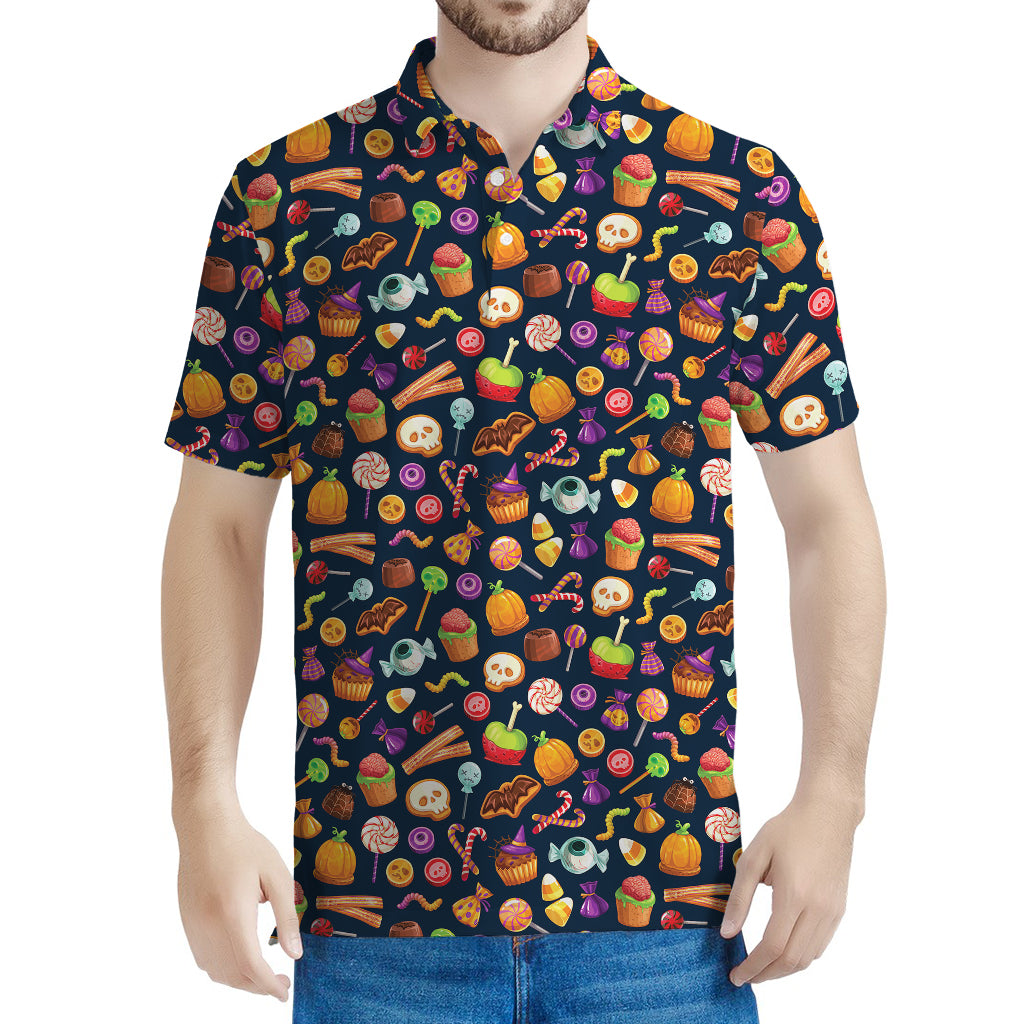 Halloween Candy Pattern Print Men's Polo Shirt