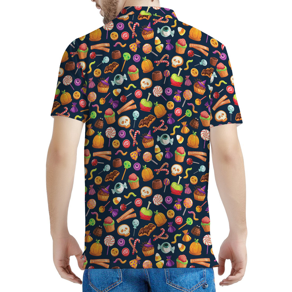 Halloween Candy Pattern Print Men's Polo Shirt