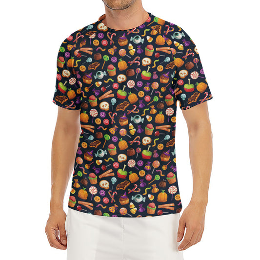 Halloween Candy Pattern Print Men's Short Sleeve Rash Guard