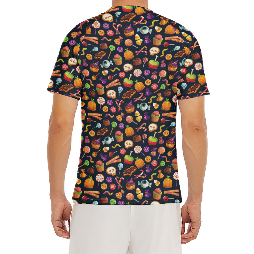 Halloween Candy Pattern Print Men's Short Sleeve Rash Guard