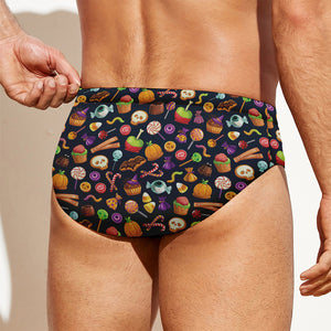 Halloween Candy Pattern Print Men's Swim Briefs