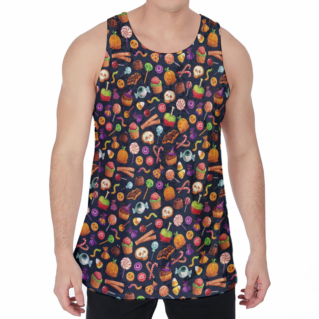 Halloween Candy Pattern Print Men's Velvet Tank Top