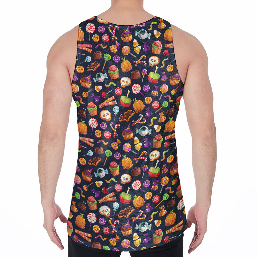 Halloween Candy Pattern Print Men's Velvet Tank Top