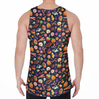 Halloween Candy Pattern Print Men's Velvet Tank Top