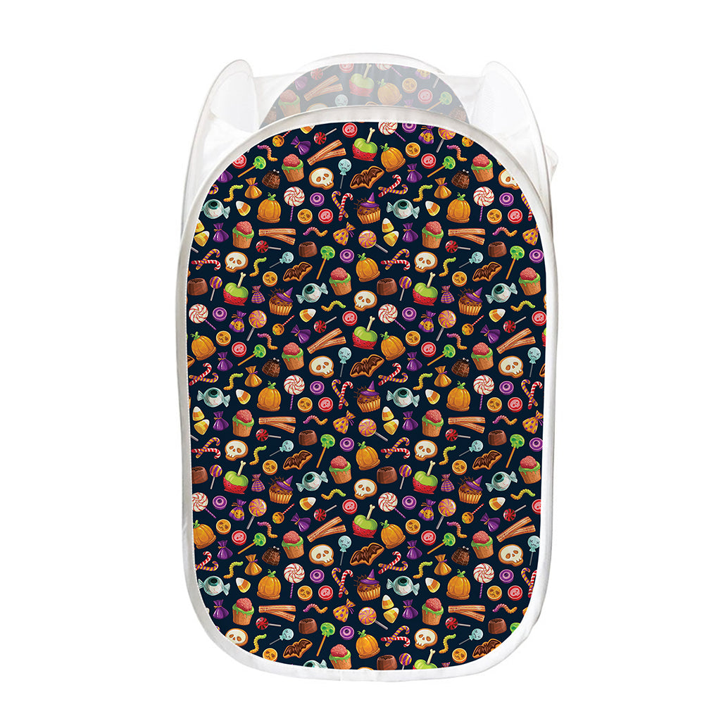 Halloween Candy Pattern Print Mesh Laundry Hamper