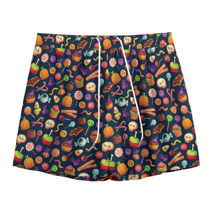 Halloween Candy Pattern Print Mesh Shorts