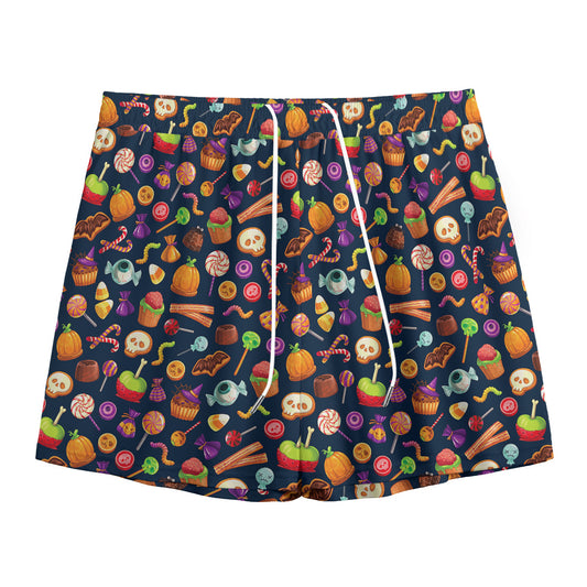 Halloween Candy Pattern Print Mesh Shorts