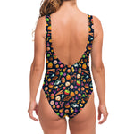 Halloween Candy Pattern Print One Piece Swimsuit