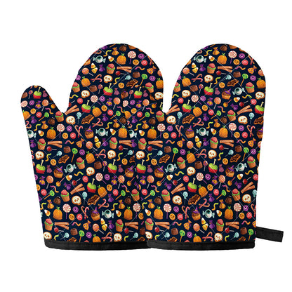 Halloween Candy Pattern Print Oven Mitts