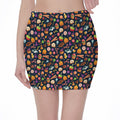 Halloween Candy Pattern Print Pencil Mini Skirt