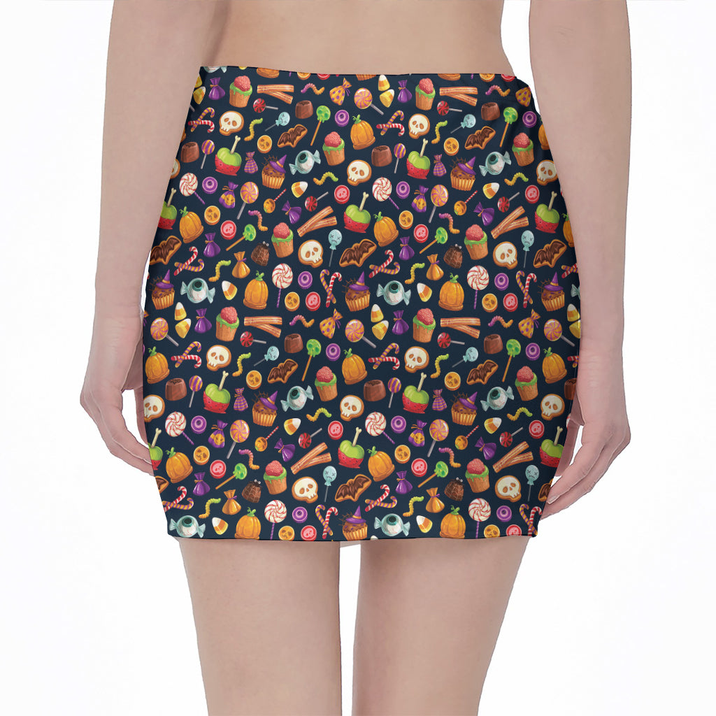Halloween Candy Pattern Print Pencil Mini Skirt