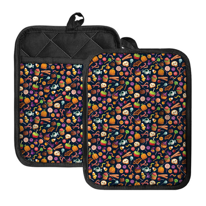 Halloween Candy Pattern Print Pot Holders With Pocket