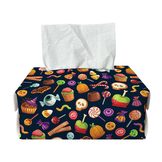 Halloween Candy Pattern Print Rectangle Tissue Box Cover