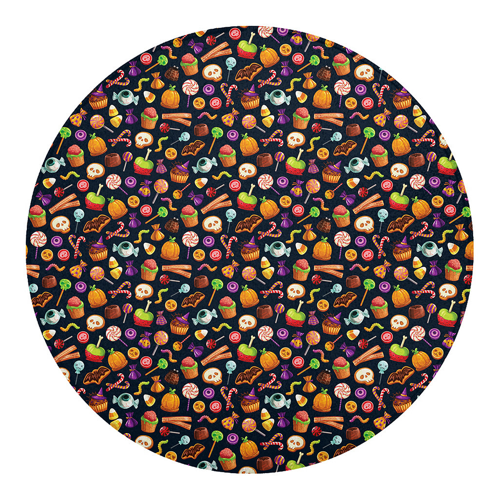 Halloween Candy Pattern Print Round Blanket