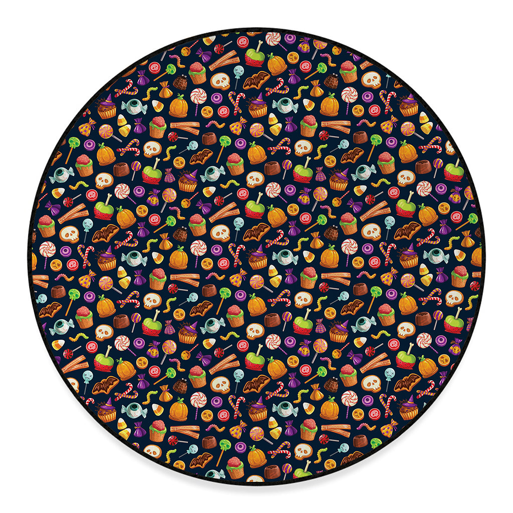 Halloween Candy Pattern Print Round Floor Mat