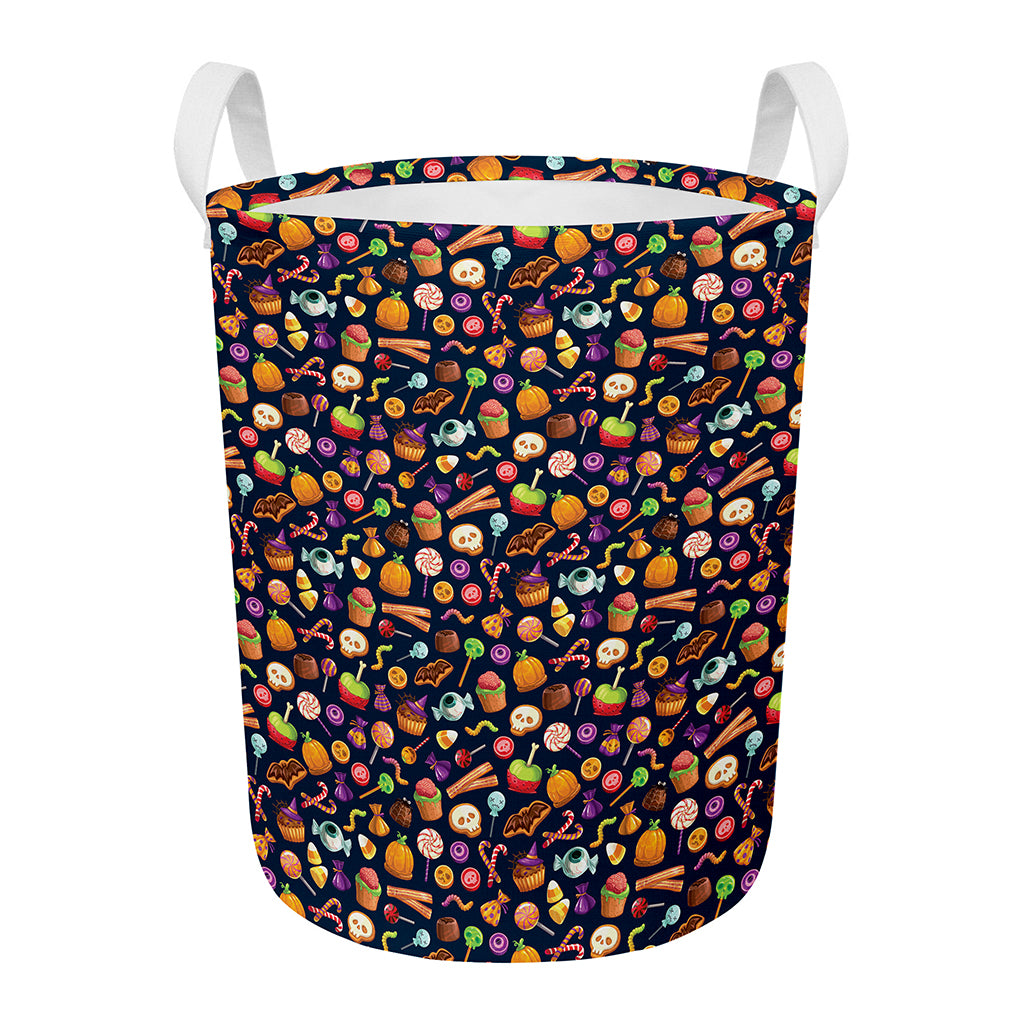 Halloween Candy Pattern Print Round Laundry Basket