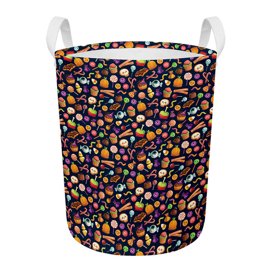Halloween Candy Pattern Print Round Laundry Basket