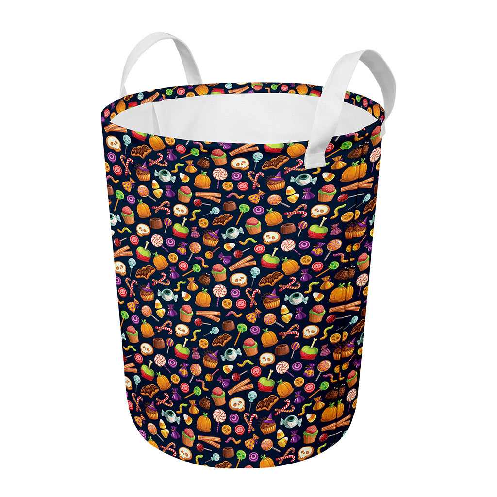 Halloween Candy Pattern Print Round Laundry Basket