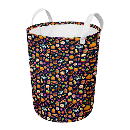 Halloween Candy Pattern Print Round Laundry Basket