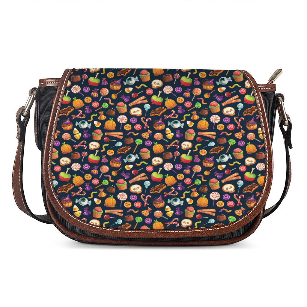 Halloween Candy Pattern Print Saddle Bag