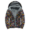 Halloween Candy Pattern Print Sherpa Lined Zip Up Hoodie