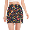 Halloween Candy Pattern Print Side Slit Mini Skirt