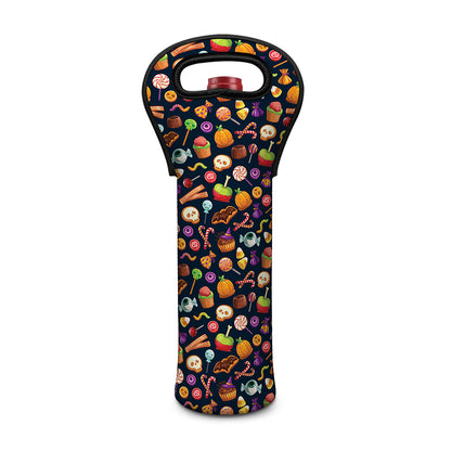 Halloween Candy Pattern Print Single Neoprene Wine Tote