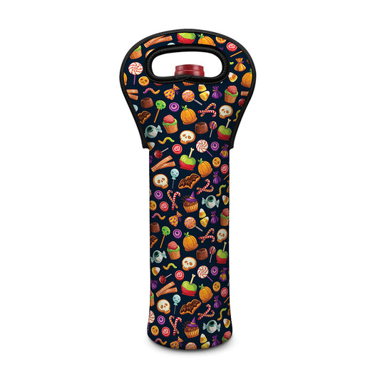 Halloween Candy Pattern Print Single Neoprene Wine Tote