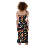 Halloween Candy Pattern Print Slim Fit Midi Cami Dress