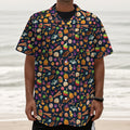 Halloween Candy Pattern Print Textured Short Sleeve Shirt