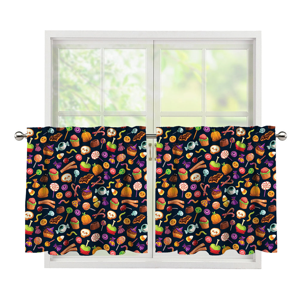 Halloween Candy Pattern Print Tier Curtains