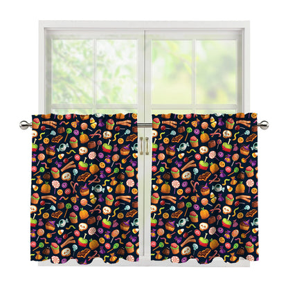 Halloween Candy Pattern Print Tier Curtains