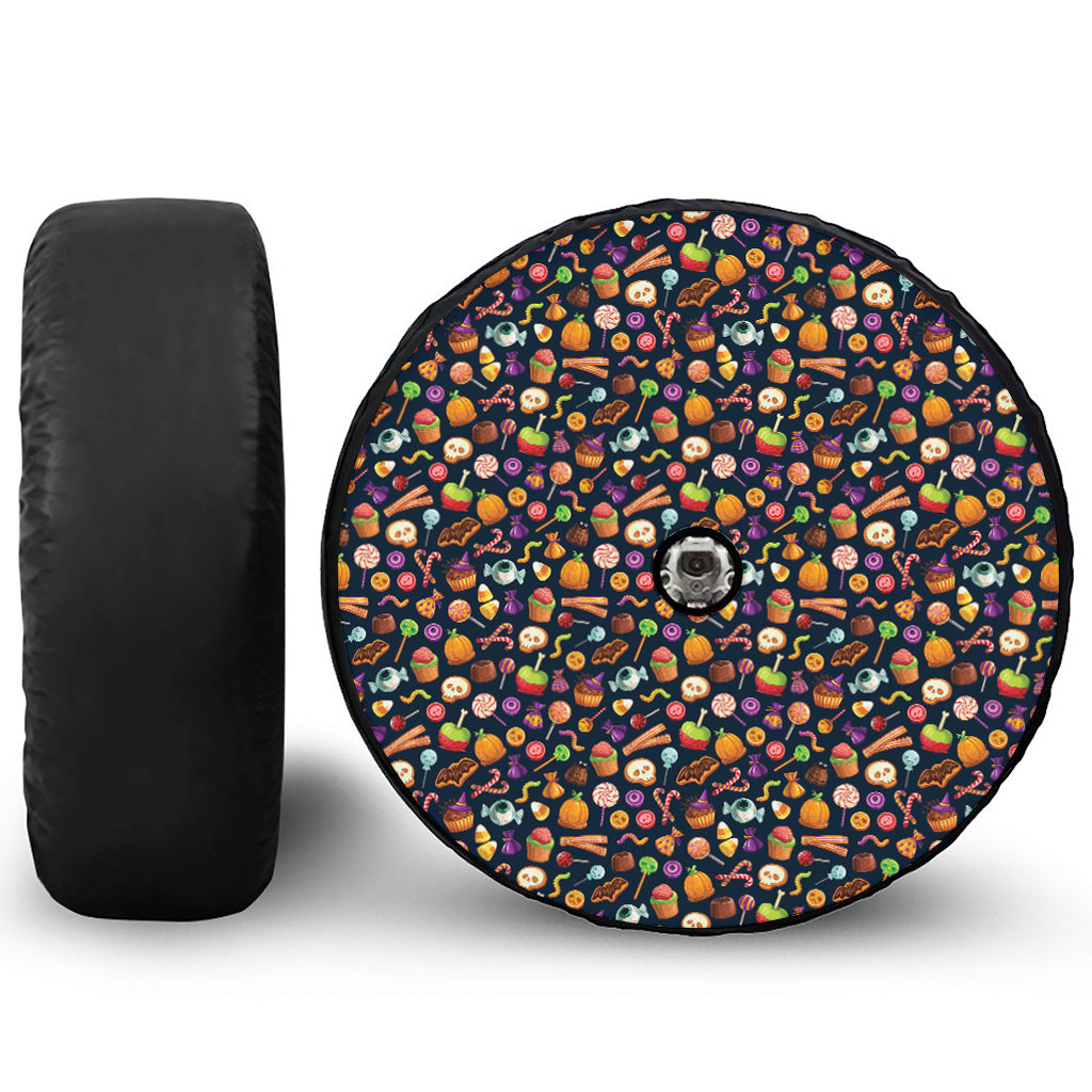 Halloween Candy Pattern Print Tire Cover With Camera Hole