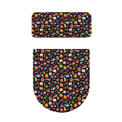 Halloween Candy Pattern Print Toilet Lid And Tank Cover Set