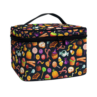 Halloween Candy Pattern Print Travel Makeup Bag