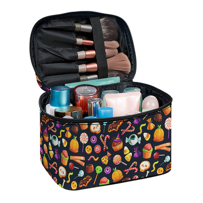 Halloween Candy Pattern Print Travel Makeup Bag